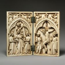 Diptych with Virgin and Child and Crucifixion, French, 14th century (?). Creator: Unknown