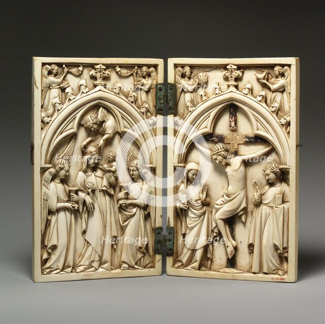 Diptych with Virgin and Child and Crucifixion, French, 14th century (?). Creator: Unknown.
