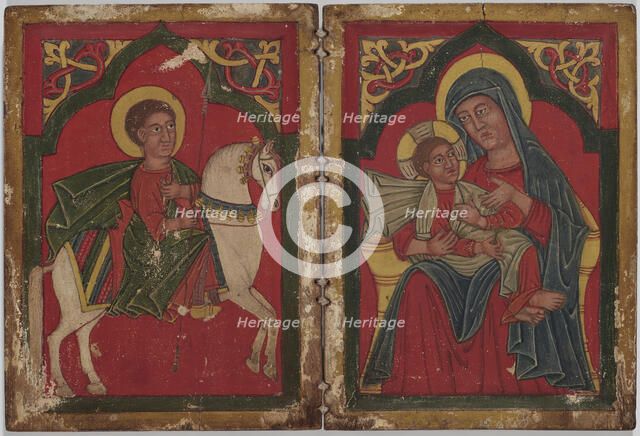 Diptych Icon with Saint George, and Mary and the Infant Christ, early 15th century. Creator: Unknown.