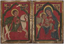 Diptych Icon with Saint George, and Mary and the Infant Christ, early 15th century. Creator: Unknown