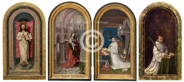 Diptych of Christiaan de Hondt, Abbot at Ten Duinen, 1499. Creator: Master of 1499.