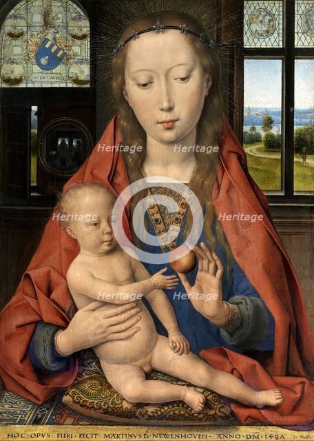 Diptych of Maarten van Nieuwenhove. Left panel: Virgin and Child, 1487. Creator: Memling; Hans (1433/40-1494).