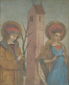 Diptych of Saints Achatius, Barbara, Apollonia, and Sebald, c. 1490. Creator: Unknown