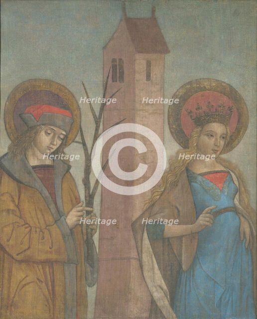 Diptych of Saints Achatius, Barbara, Apollonia, and Sebald, c. 1490. Creator: Unknown.