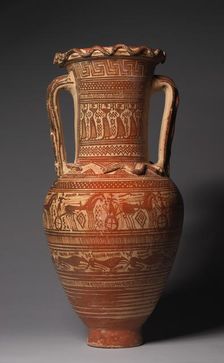 Dipylon Amphora, 8th Century BC. Creator: Workshop of Athens 894 (Greek), attributed to