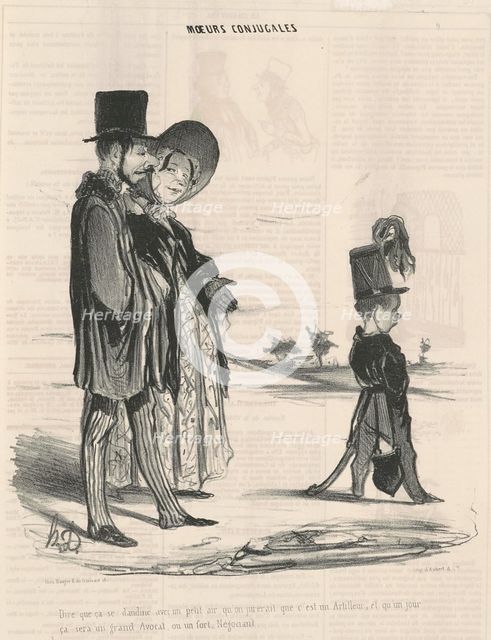 Dire que ça se dandine avec un petit air, qu'on jurerait que c'est un Artilleur;..., 19th century.  Creator: Honore Daumier.
