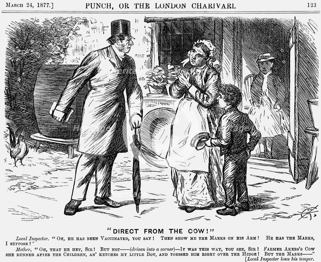 "Direct from the Cow!", 1877.  Creator: Charles Samuel Keene.