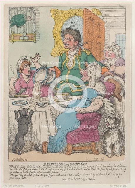 Directions to Footmen, November 10, 1807., November 10, 1807. Creator: Thomas Rowlandson.