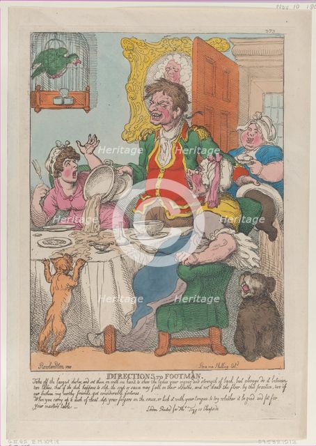 Directions to Footmen, November 10, 1807., November 10, 1807. Creator: Thomas Rowlandson.