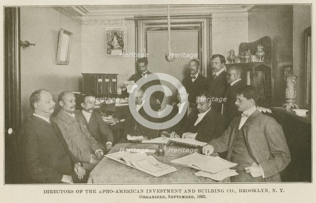 Directors of the Afro-American Investment and Building Co., Brooklyn...September 1892, (1907).  Creator: Unknown.
