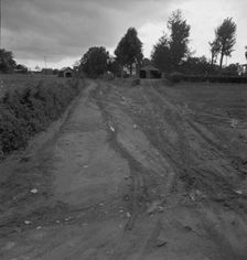 Dirt road, earth is red-colored clay mud, Granville County, North Carolina, 1939. Creator: Dorothea Lange