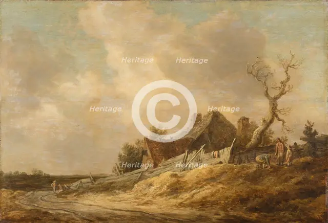 Dirt Road with Farmhouse and Board Fence, 1629. Creator: Jan van Goyen.