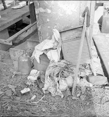 Dirty clothes and flies, American River camp, near Sacramento, California, 1936. Creator: Dorothea Lange