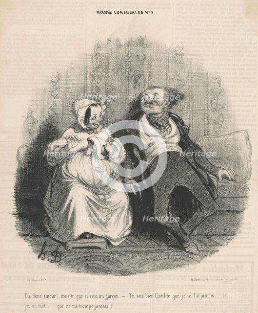 Dis donc amour! Crois-tu que ce sera un garçon..., June 16, 1839  Creator: Honore Daumier.