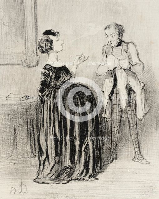 Dis donc...mon mari...j'ai bien envie d'appeler mon drame.., 1844. Creator: Honore Daumier.