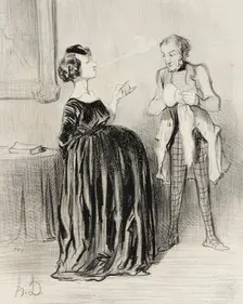 Dis donc...mon mari...j'ai bien envie d'appeler mon drame.., 1844. Creator: Honore Daumier