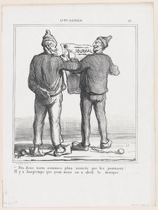 Dis donc, nous sommes plus avancés que les journaux!, 1870. Creator: Honore Daumier