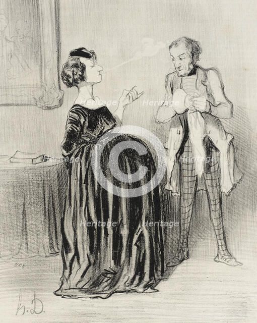 Dis donc...mon mari...j'ai bien envie d'appeler mon drame.., 1844. Creator: Honore Daumier.