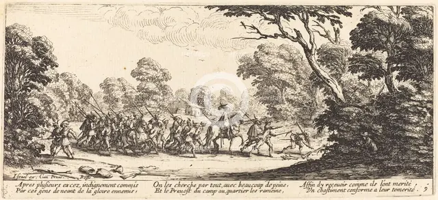 Discovery of the Criminal Soldiers, c. 1633. Creator: Jacques Callot.