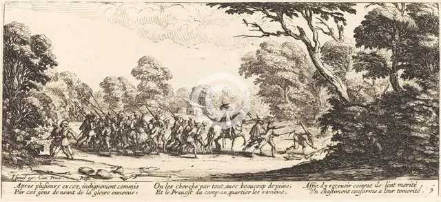 Discovery of the Criminal Soldiers, c. 1633. Creator: Jacques Callot.