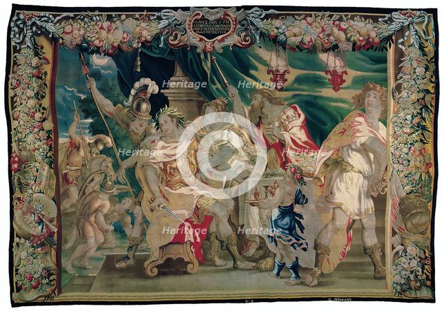 Discovery of the Plot to Kill Caesar and Cleopatra from The Story of Caesar and Cleopatra, c. 1680. Creator: Gerard Peemans.