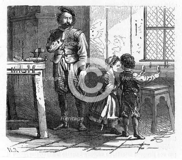 Discovery of the principle of the telescope, 17th century (1863). Creator: Unknown.