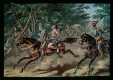 Discovery and conquest of America, capture by the Spanish people of the Caribbean chief Caonabo a…