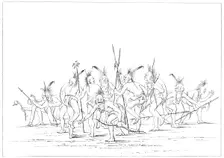 Discovery dance, Sac and Fox, Rock Island, Upper Mississippi, 1841.Artist: Myers and Co