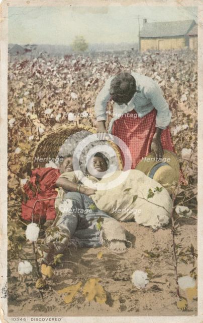 Discovered, In the Land of King Cotton (Cotton Field), ca.1898 - 1931. Creator: Detroit Publishing Company.