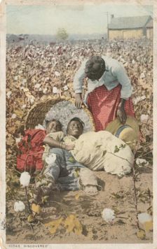 Discovered, In the Land of King Cotton (Cotton Field), ca.1898 - 1931. Creator: Detroit Publishing Company
