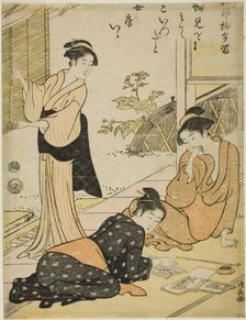 Discovering the Address of a Husband's Lover, from the series "A Collection of Humorous...c. 1790. Creator: Torii Kiyonaga