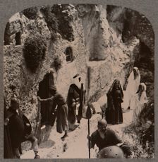 Disciples, with the women, early at the Sepulchure of Christ c1900