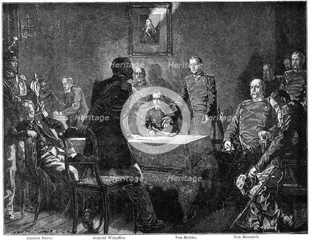 Discussing the surrender of France after the Battle of Sedan, Franco-Prussian War, 1870 (1900).Artist: Georg Bleibtreu