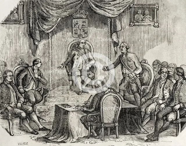 Discussion between the Duke of Alcudia and the Count of Aranda, March 14, 1794 (1851). Creator: Unknown.