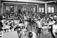 Disabled girls working at the Watercress and Flower Girls Christian Mission London, 1926-1927