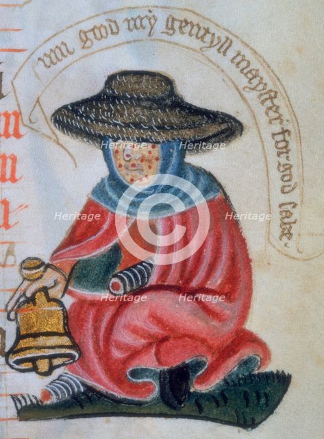 Disabled leper ringing a bell, c1400.  Creator: Unknown.