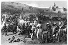 Disarming the 11th Irregular Cavalry at Berhampore 1857, (c1860)