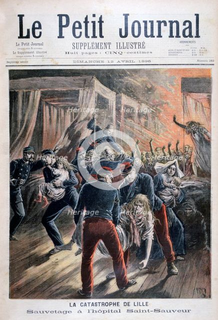 Disaster at Saint-Sauveur hospital, Lille, France, 1896. Artist: Henri Meyer