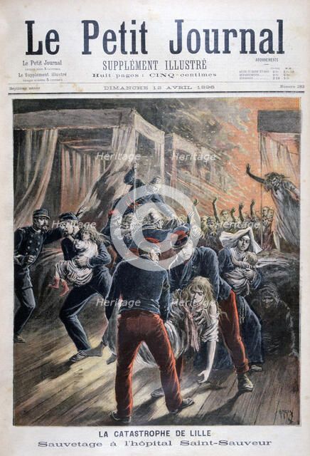 Disaster at Saint-Sauveur hospital, Lille, France, 1896. Artist: Henri Meyer