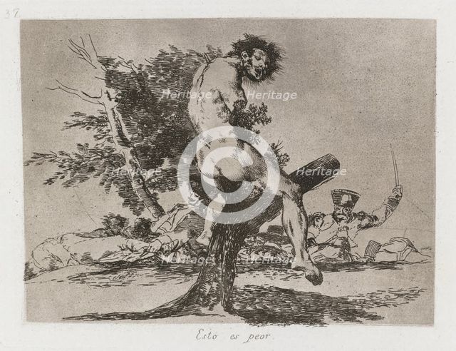 Disasters of War: Pl. 37, This is worse , 1810-1813. Creator: Francisco de Goya (Spanish, 1746-1828); Real Academia.
