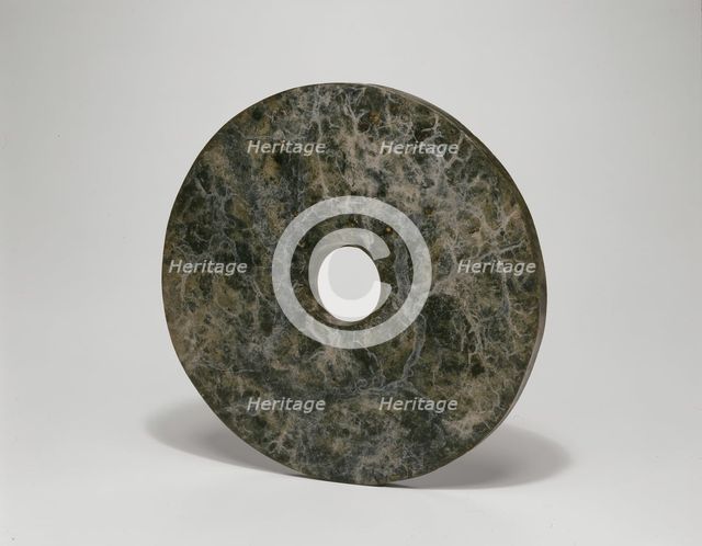 Disc (bi), Neolithic period, Liangzhu culture, c. 3000/2000 B.C. Creator: Unknown.