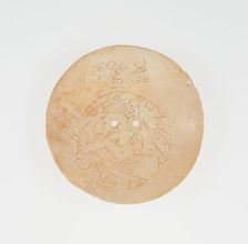 Disc from an Earflare Inscied with a Figure in Contoured Pose, A.D. 1200/1500. Creator: Unknown
