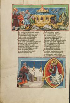 Disembarking from the Ark: The Sacrifice of Noah with God the Father in Majesty, about 1400-1410. Creator: Unknown