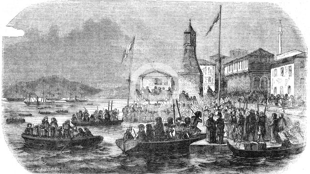 'Disembarkment of the Algerians and Highlanders at Gallipoli', 1854. Creator: Unknown.