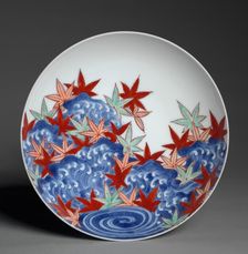 Dish with Maple Leaves in Waves, c. 1688-1716. Creator: Unknown