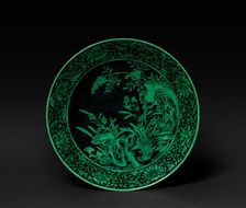 Dish with Narcissus and Rocks (interior); Floral Scrolls (exterior), 1736-1795. Creator: Unknown