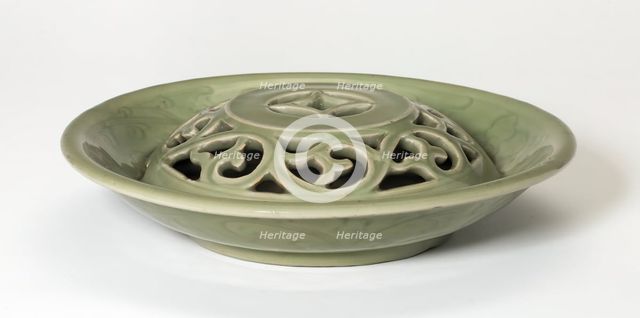 Dish with Openwork Dome and Floral Scrolls, Ming dynasty (1368-1664), 15th century. Creator: Unknown.