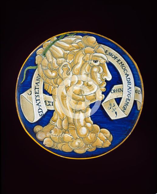 Dish with a composite head of penises, c1536. Artist: Francesco Urbini.
