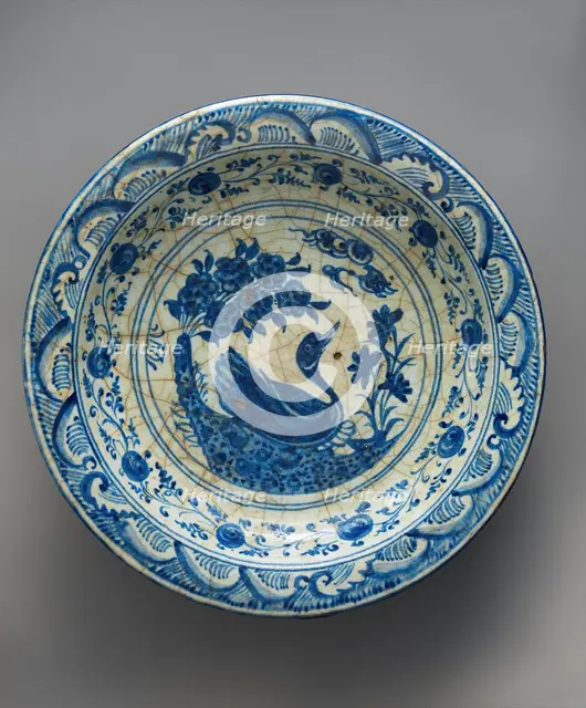 Dish with a Swimming Duck, Iran, 16th century. Creator: Unknown.