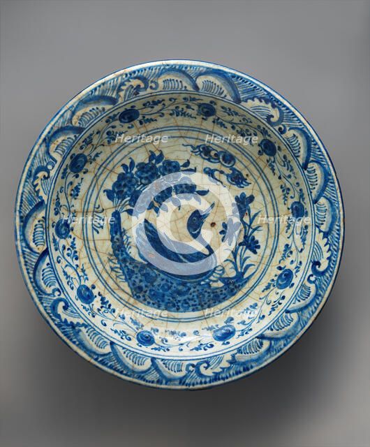 Dish with a Swimming Duck, Iran, 16th century. Creator: Unknown.